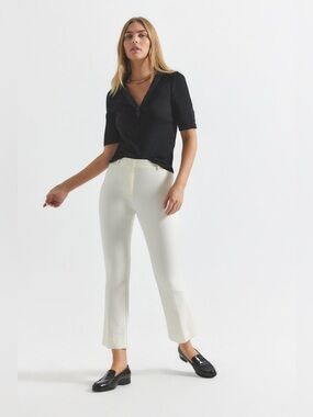 Derek Lam Drake Cream Cropped Flare Pants